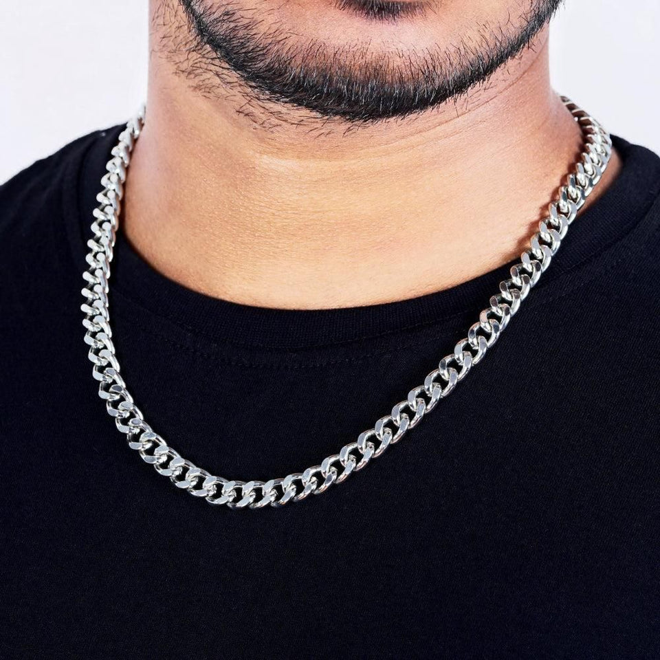 Dapper Silver Plated Cuban Style Chain For Men