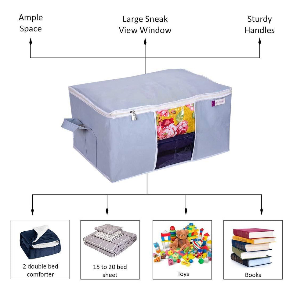 StowEase Storage Bag-UnderBed Blanket Storage Bag Covers With Handles(Set of 2)