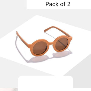 Dapper Brown Lens Brown Round Sunglasses (Pack of 2)