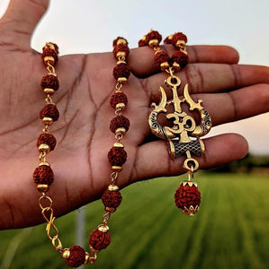 Jhanak Men's Gold Plated Rudraksha Chain