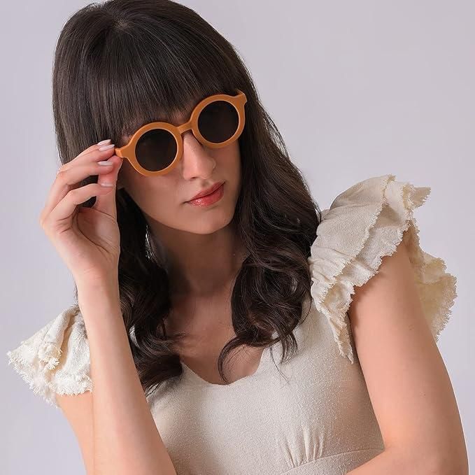 Dapper Brown Lens Brown Round Sunglasses (Pack of 2)